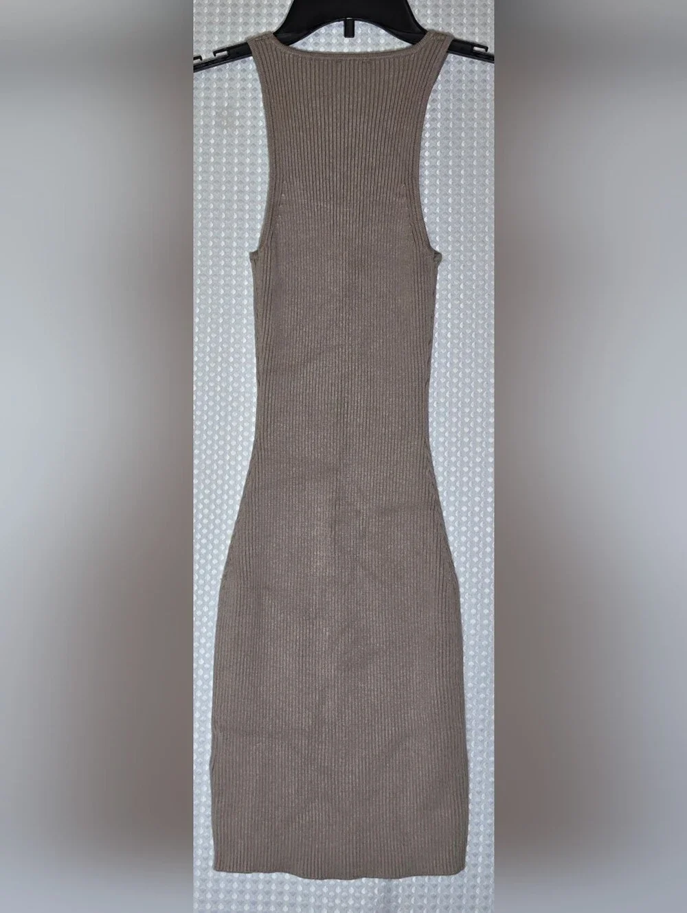 Abercrombie Ribbed Midi Dress Taupe Neutral Quiet Luxury Bodycon XXSP